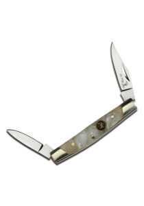 Folding Gentlemens Knife with Faux Mother of Pearl Handle with Elk Medallion