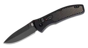 Empower AUTO Folding Knife with Black Plain Blade and Black Aluminum Handles with Black Armor Grip Insert - 30-001321N