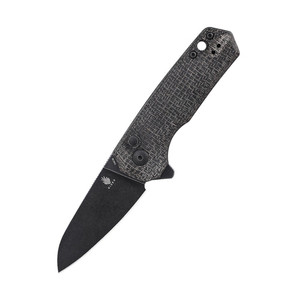 Azo Lieb M Button Lock Flipper Knife with Black Stonewashed Blade and Black Micarta Handles - V3541C2