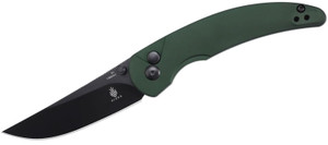 Chili Pepper Front Flipper Knife with CPM-3V Black Trailing Point Blade and Green Aluminum Handles - V3601A1