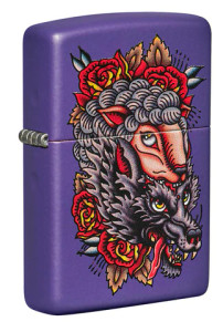 Wolf In Sheep's Clothing Design Purple Matte Zippo 49413