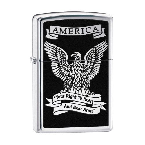 Black and White Americana Eagle on High Polish Chrome