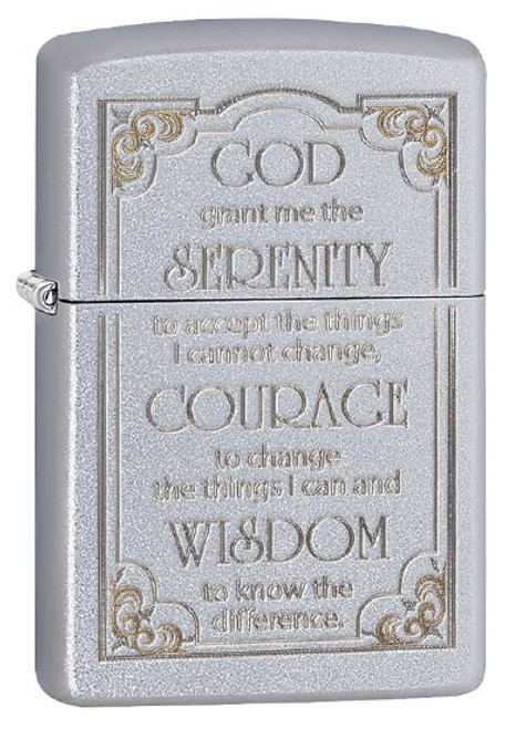 Serenity Prayer, Satin Chrome Zippo