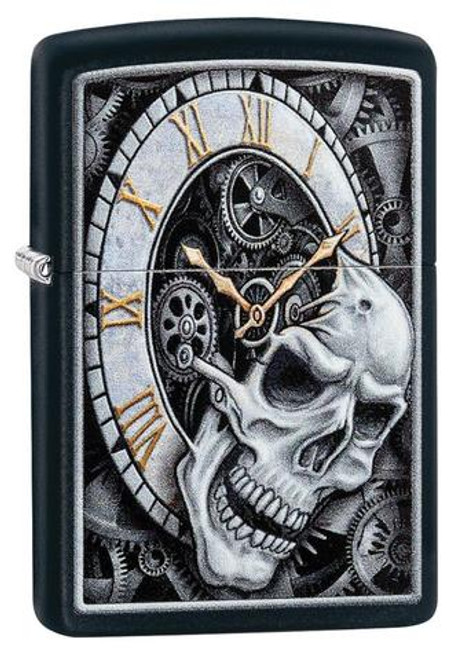 Skull Clock Design Zippo