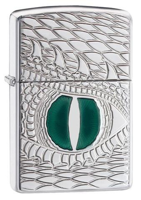 Green Eye Dragon Chrome Zippo