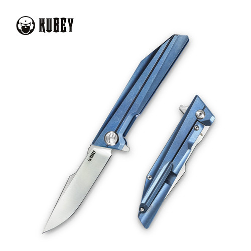 Predator Frame Lock Folding Knife Blue Titanium Handle KB205B
