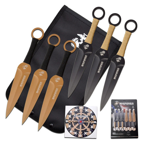 USMC Throwing Knife Set of (6) with Case