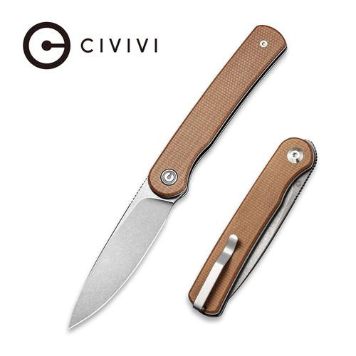 Stylum Front Folding Knife with Brown Micarta Handle C20010B-A