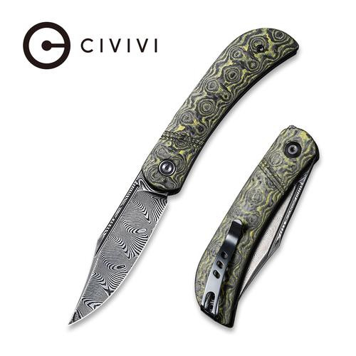 Appalachian Drifter Slip Joint Knife with Layered Yellow G10 and Rose Pattern Carbon Fiber Handle C2015DS-3