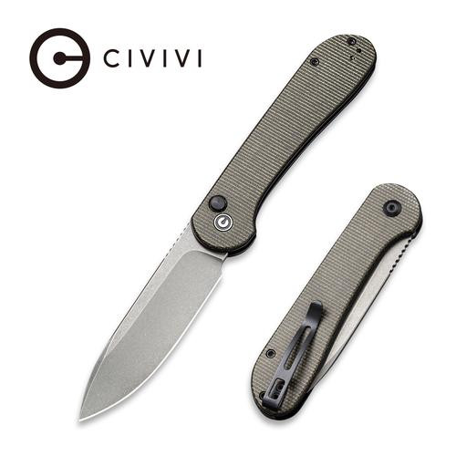 Button Lock Elementum with Dark Green Micarta Handle C2103C