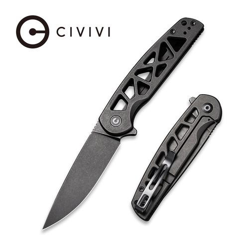 Perf Folding Knife with Black Skeletonized Steel Handle C20006-B