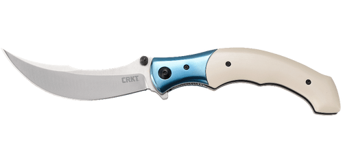 Ritual Assisted Folding Knife with Ivory Fiber Infused Resin Handles and Blue Steel Bolsters 7471