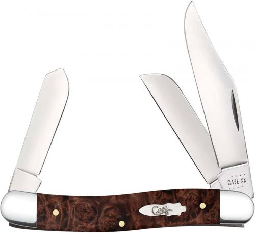 Brown Maple Burl Wood Stockman Folding Knife 64065