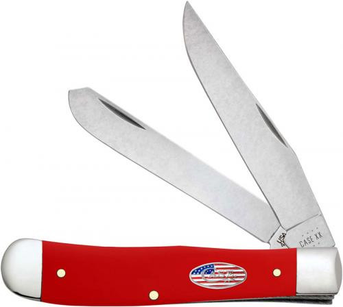 American Workman Red Smooth Synthetic Carbon Steel Trapper Folding Knife 73930