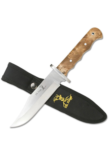 Fixed Blade Knife with Burl Wood Handle Er-101