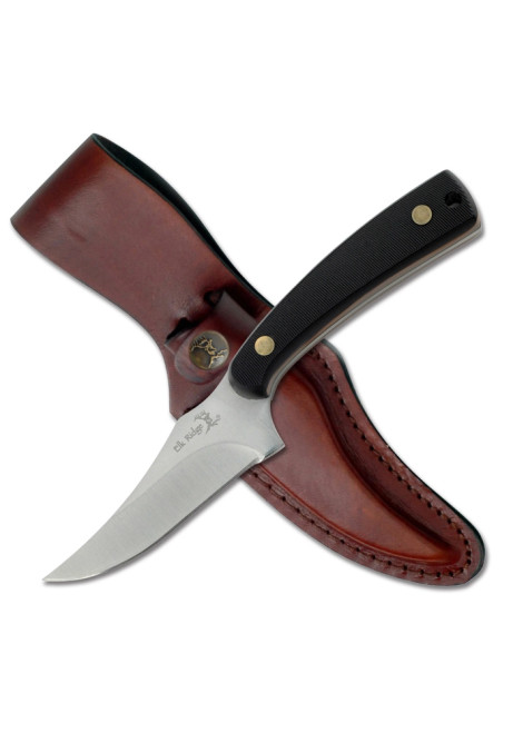 Fixed Blade Knife with Satin Finish Stainless Steel Blade and Black Derlin Handle, Nylon Sheath ER-299D