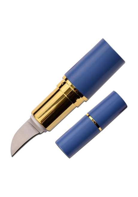 Femme Fatale Lipstick Fixed Blade Knife Blue FF-273BL