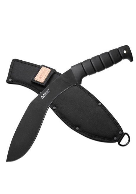 FIXED BLADE KNIFE WITH BLACK KUKRI SHAPED BLADE AND NON SLIP RUBBER HANDLE MT-537