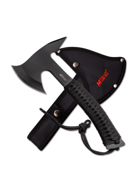 AXE WITH BLACK BLADE AND BLACK CORD WRAPPED HANDLE MT-629