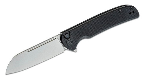 Chevalier Folding Knife with Stonewashed Sheepsfoot Blade and Black G10 Handles C20022-1