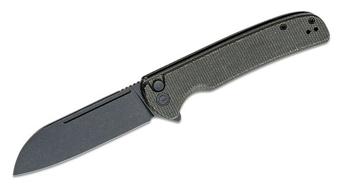 Chevalier Folding Knife with Black Stonewashed Sheepsfoot Blade and Dark Green Micarta Handles C20022-2