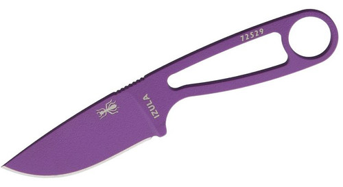 Fixed Neck Knife with 1095 Carbon Blade, Purple Powder Coat, White Sheath, Complete Survival Kit IZULA-PURP-KIT
