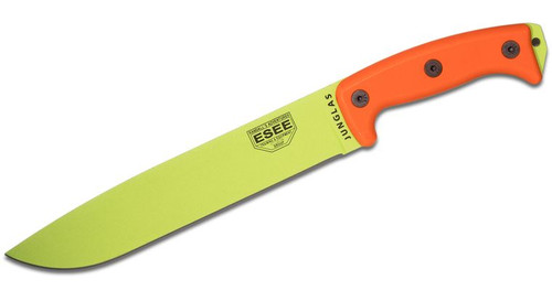 Junglas Machete with Venom Green Blade and Orange G10 Handles, Black Sheath JUNGLAS-VG-E