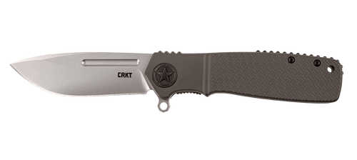 Homefront Tactical Flipper with Bead Blast Bayonet Blade and Gray Aluminum Handles - K252GXP