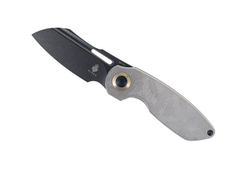 October Folding Knife with Titanium Handles and Plain Black Stonewashed Blade - Ki3569A2