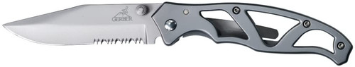 Paraframe II Knife with Serrated Edge Blade and Stainless Steel Handle