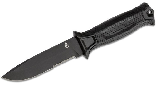 StrongArm Fixed Blade Knife with Black Combo Blade and Black Glass Filled Nylon Handles - 30-001060