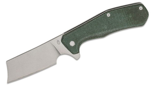 Asada Flipper Knife with D2 Stonewashed Plain Blade and Olive Micarta and Stainless Steel Handles - 30-001812