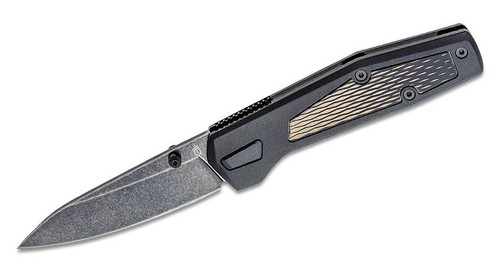 Fuse Folding Knife with Black Drop Point Plain Blade and Black GRN Handles with Steel Insert - 30-001874