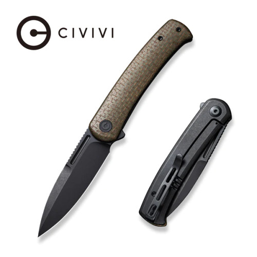 Cetos Flipper Knife Green Micarta Handle Black Stonewashed