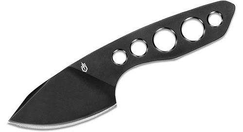 Dibs Fixed Blade Knife with Black Clip Point Blade and Yellow Leather Sheath - 30-001903