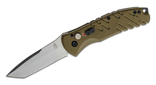 Propel Downrange Auto Folding Knife with Stonewashed Plain Blade and OD Green G10 Handles - 30-001308N