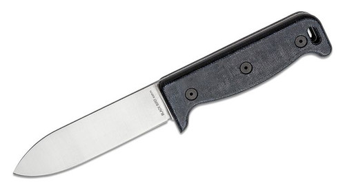 Ontario Blackbird ML5 Fixed Blade Knife 5" with Satin Spear Point Blade and Black Micarta Handles, Nylon Sheath - 7503