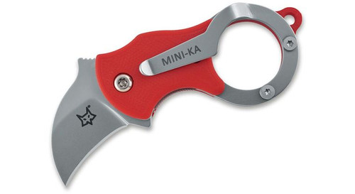 Mini-Ka Folding Karambit with Bead Blast Blade and Red FRN Handles - 01FX327