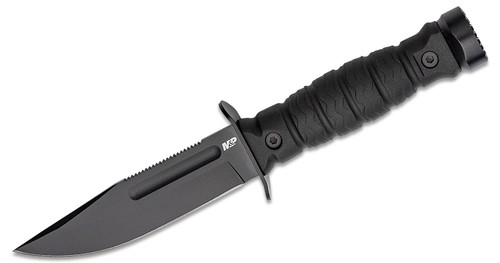 Specials Ops Fixed Blade Knife with Black Bowie Blade and Rubberized Polymer Handles, Hard Synthetic Sheath