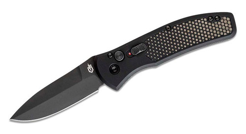 Empower AUTO Folding Knife with Black Plain Blade and Black Aluminum Handles with Black Armor Grip Insert - 30-001321N