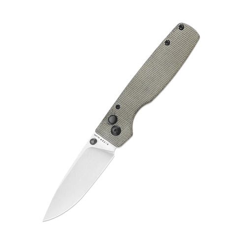 Original(XL) Button Lock Folding Knife with Satin Drop Point Blade and Green Micarta Handles - V4605C1