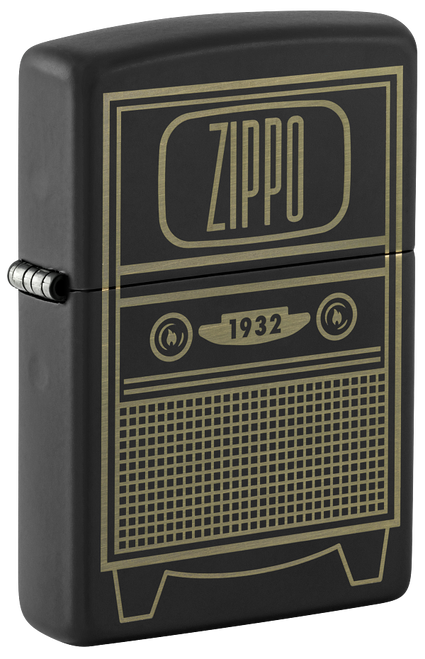 Vintage TV Design Black Matte Zippo