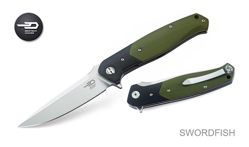 Swordfish Black/ OD Green Folding Knife BG03A