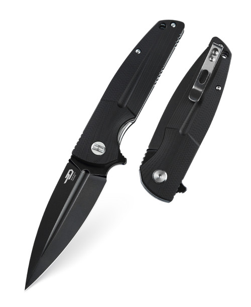 Fin Black/ Blk G10 Folding Knife BG34A-3