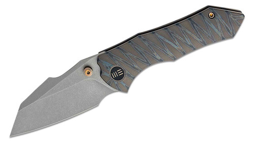 Gavko High-Fin Folding Knife with Stonewashed Reverse Tanto Blade and Tiger Stripe Flamed Titanium Handles - WE22005-4