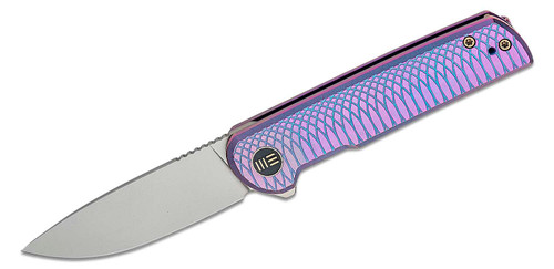 Limited Edition Charith Flipper Knife with Bead Blasted Drop Point Blade and Purple Ripple Machined Titanium Handles - WE20056-2