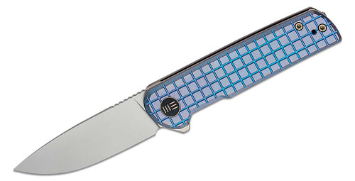 Limited Edition Charith Flipper Knife with Bead Blasted Drop Point Blade and Blue Frag Milled Titanium Handles - WE20056B-1