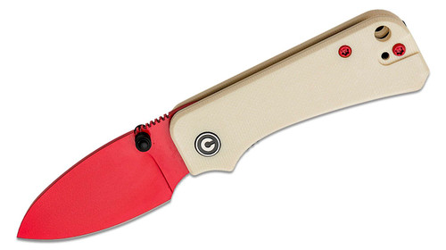 Ben Petersen Baby Banter Folding Knife with Nitro-V Red Blade and Ivory G10 Handles - C19068S-7