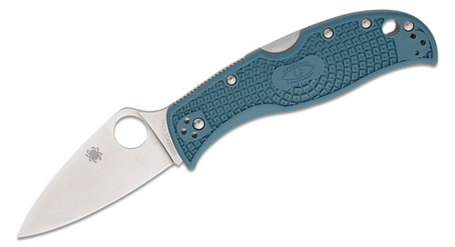 LeafJumper Folding Knife with Satin Leaf Shaped Plain Blade and Blue FRN Handles - C262PBLK390