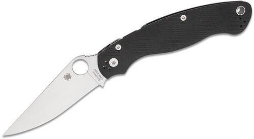 Military 2 Compression Lock Folding Knife with Satin Plain Blade and Black G10 Handles - C36GP2
